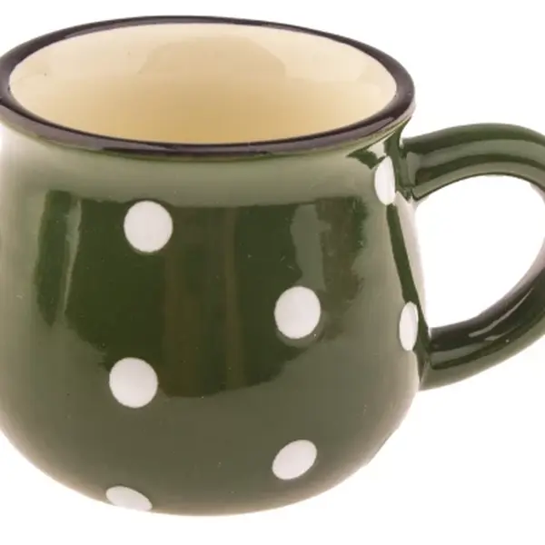 Šálek na espresso chalupářský s puntíky, 75 ml, zelený