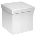 Čtvercový taburet Rico, bílá ekokůže