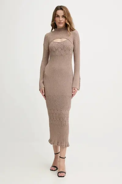 Šaty Guess SHINJU béžová barva, maxi, přiléhavé, W5BK91 Z4060