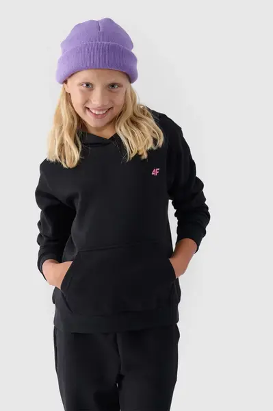 Dívčí Nepochybná Mikina S Kapucí Hladká Černá 4F 4FJWMM00TSW