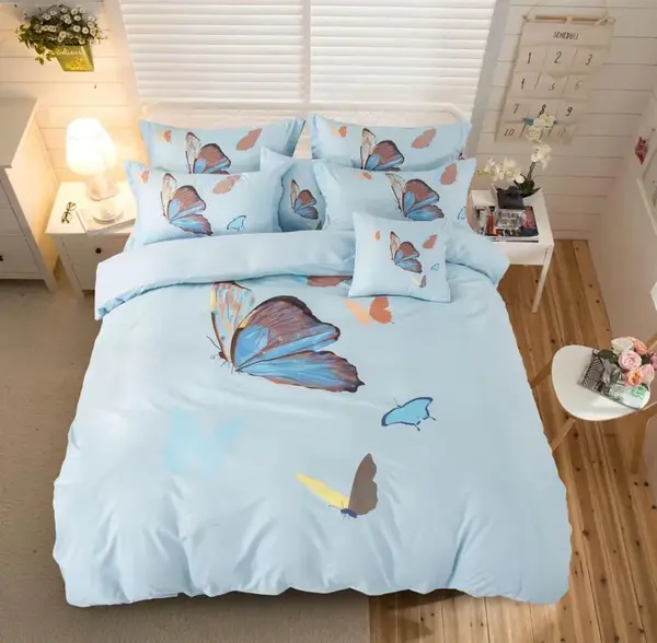 Bavlnené obliečky LIETAJÚCE MOTÝLE modré