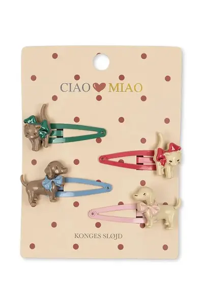 Dětské sponky Konges Sløjd 4 PACK CATS & DOGS HAIR CLIP 4-pack KS105196