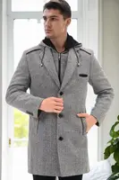 PLT9371 DEWBERRY MEN'S COAT-DIAGONAL BLACK-GRAY