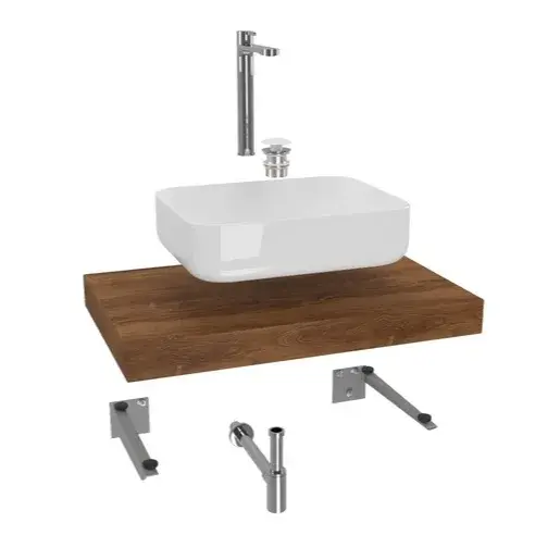 Kúpeľňová zostava SAT s doskou pod umývadlo Dolce 80x8x50 cm dub charleston KSETDO7