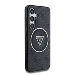 Zadní kryt Guess IML 4G Glitter and Triangle Logo MagSafe pro Samsung Galaxy S25+, černá