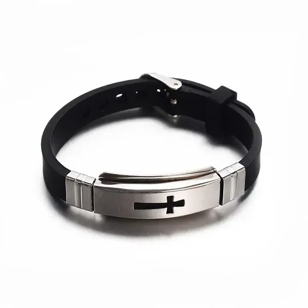 Jewelry Black Color Rubber Cord Bracelets
