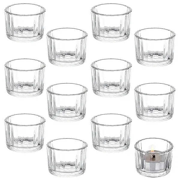 12Pcs Transparent Glass Candle Holders