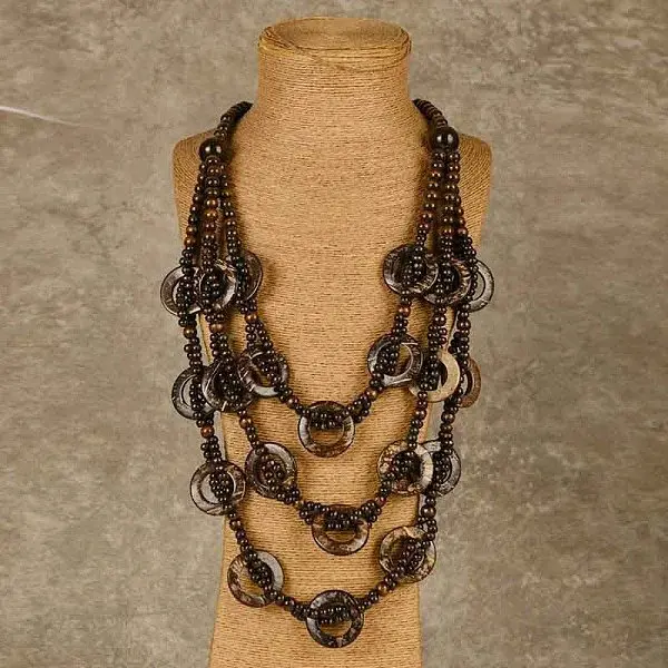 Bohemian Style Natural Coconut Beaded 3 Layer Necklaces for Women