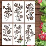6Pcs Flower PET Painting Stencils