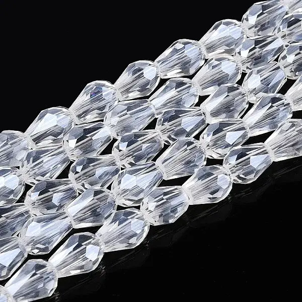 Transparent Teardrop Glass Beads Strands