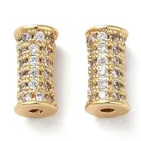 Brass Micro Pave Cubic Zirconia Beads