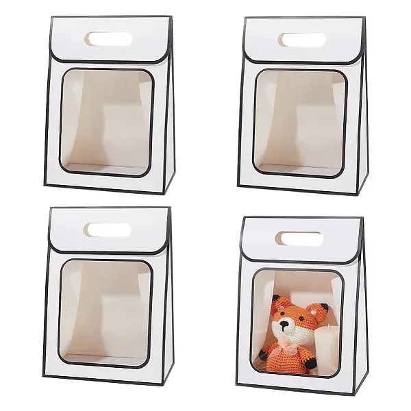 Folding Paper Gift Bags with Window