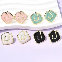 Rhombus 201 Stainless Steel Enamel Stud Earrings