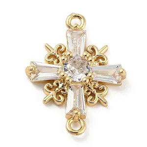Brass Pave Clear Cubic Zirconia Connector Charms