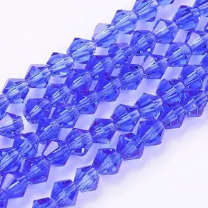 Faceted Bicone Blue Glass Beads Strands