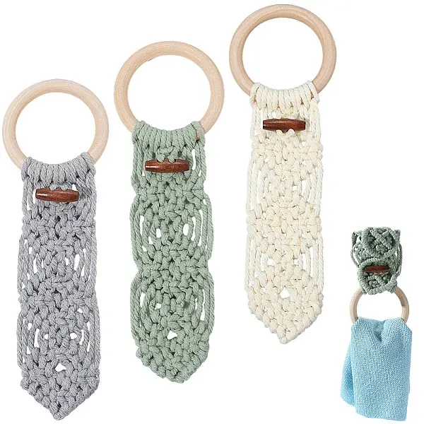 3Pcs 3 Colors Cotton Thread Weave Towel Rack