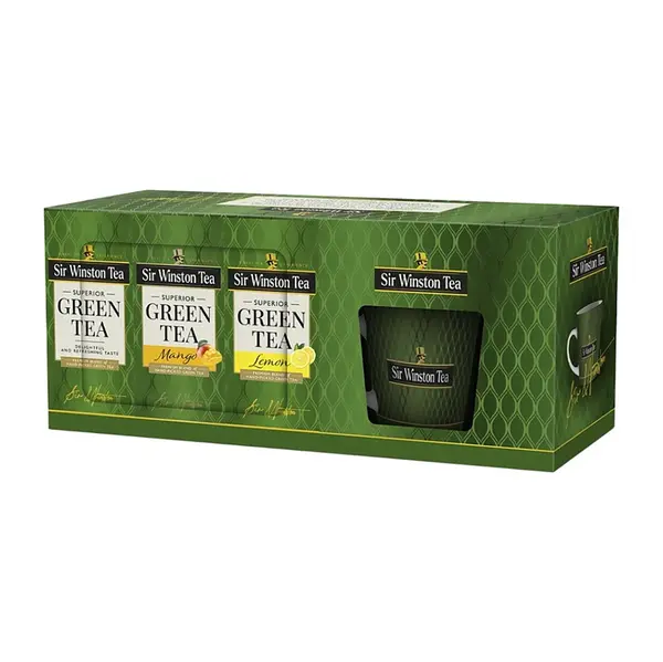 SIR WINSTON Green tea zelené čaje s hrnkem 60 sáčků
