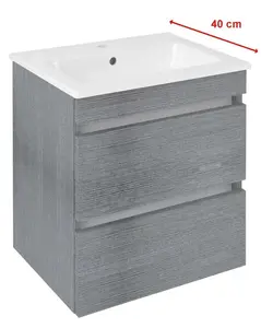 Sapho Ezara - Umývadlová skrinka, 48x39x54 cm, 2 zásuvky, dub strieborný EZ492-1111