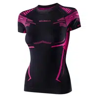 Dámské funkční triko Brubeck Dry s krátkým rukávem Black/Fuchsia XL