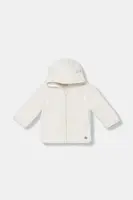 Kojenecká fleecová mikina United Colors of Benetton bílá barva, s kapucí, hladká, 36BTA501T