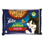 Felix Sensations Jellies Kapsičky pre mačky hovädzie, kura v želé 4 x 85 g