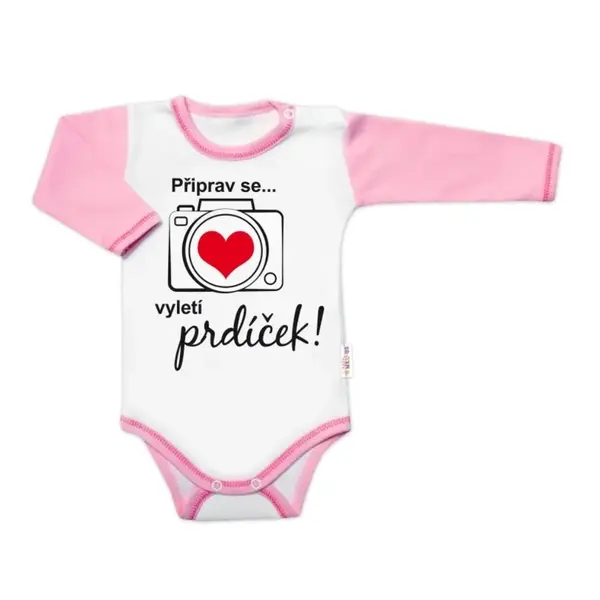 Baby Nellys Body dl. rukáv - Připrav se..vyletí prdíček,vel.80