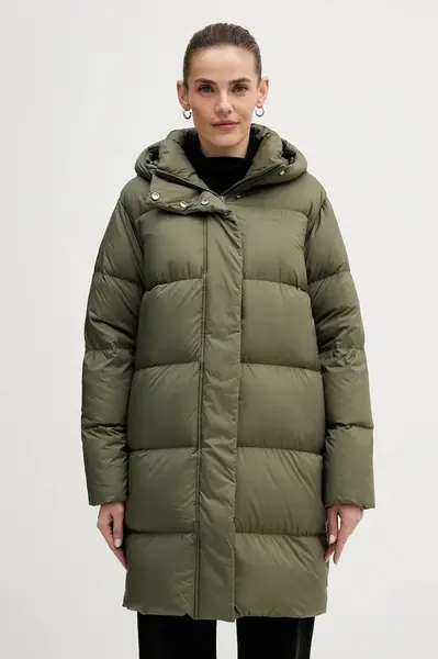 Péřová bunda Tommy Hilfiger zelená barva, zimní, WW0WW46535