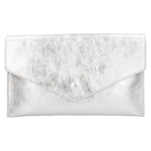 Dámska kožená plesová listová kabelka Italia Fiola - strieborná