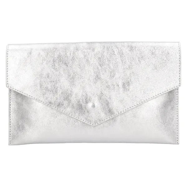 Dámska kožená plesová listová kabelka Italia Fiola - strieborná