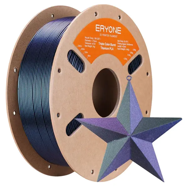 ERYONE Burnt Titanium Tri Color PLA Filament 1kg - Blue & Green & Rose-red