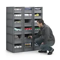 2 x Stohovatelná europřepravka s čelním otvorem, 100% recyklovaná, 400x300x320 mm