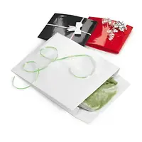 100 x Dárkové sáčky z lakovaného papíru 300x380x80mm, bílé, s uzavírací klopou