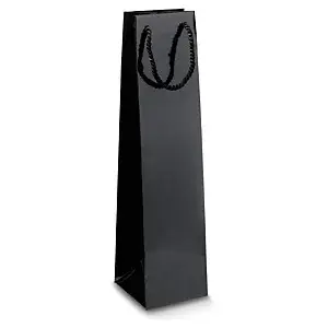 25 x Dárková taška na láhve z lakovaného papíru 100x100x400mm, černá