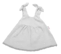 Baby Nellys Letní lehoučké mušelínové šaty Summer Stars - šedé, vel. 80/86