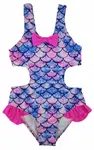 Noviti Dívčí jednodílné plavky s volánky -  Mašlička, modro/růžové vel.  104/110