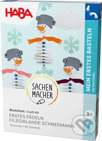 Kreatívna sada Prvé navliekanie plstená girlanda Snehuliak