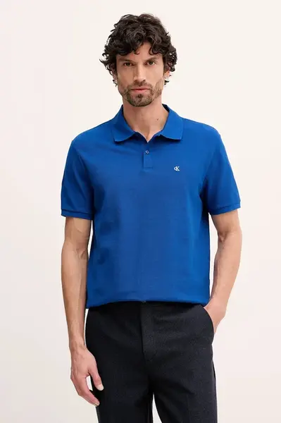 Bavlněné polo tričko Calvin Klein Jeans pánské, bílá barva, LV040EM269