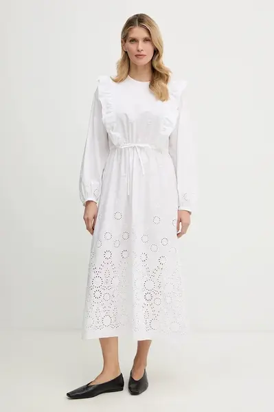 Bavlněné šaty A.P.C. Robe Ginger bílá barva, midi, COHFF.F35154