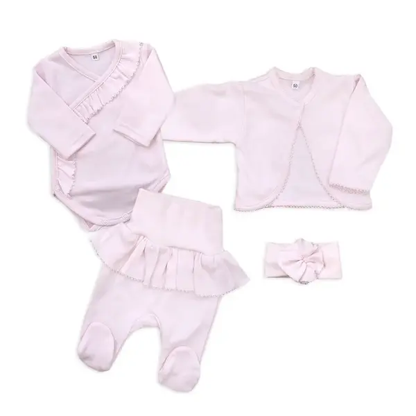 Z&Z 4-dílná bavlněná sada pro miminko do porodnice, sv. růžová