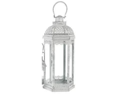 Kovová lucerna Aloha 58 cm, bílá antik