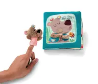 Lilliputiens - textilná knižka s prstovou bábkou - medvedík César