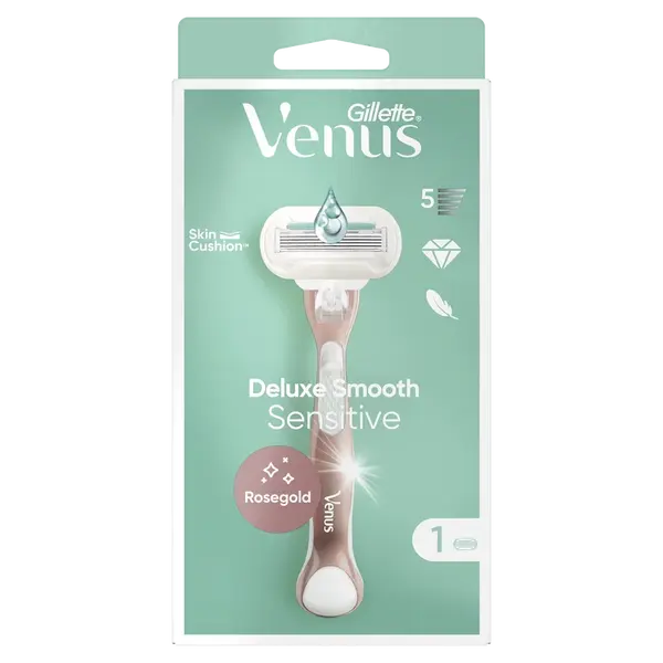 GILLETTE Venus Deluxe Smooth Sensitive  Holící strojek pro ženy + Náhradní hlavice 1 kus