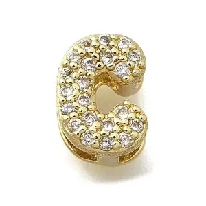 Rack Plating Brass Micro Pave Cubic Zirconia Letter Multi-Strand Links