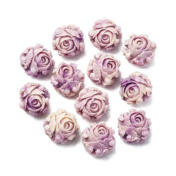 Synthetic Coral Dyed Carved Beads