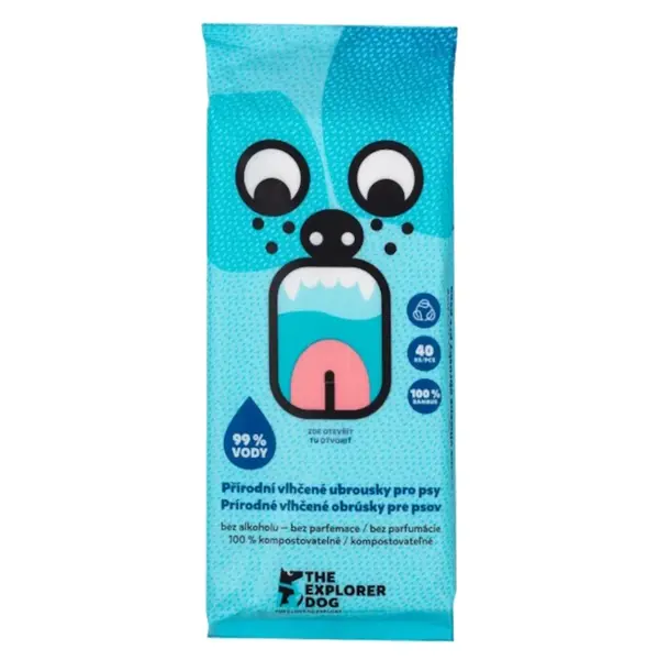 EXPLORER DOG 100% Bio odbouratelné vlhčené ubrousky 40 ks