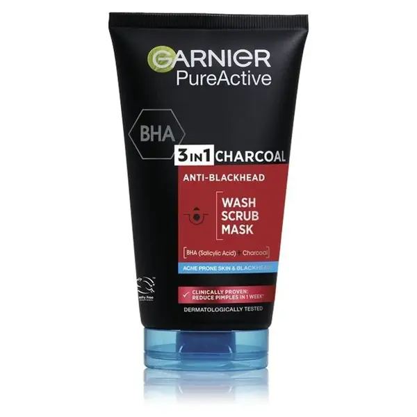GARNIER Skin Naturals Pure Active 3v1 aktivní uhlí proti černým tečkám 150 ml, poškozený obal