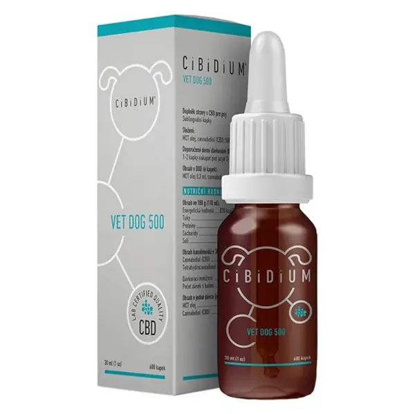 CiBiDiUM® Vet Dog 500 kapky s obsahem CBD 30 ml