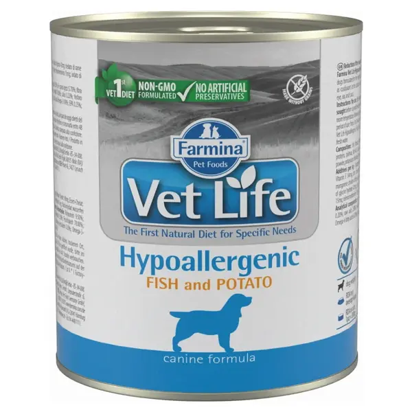 VET LIFE Natural Hypoaller Fish&Potato konzerva pro psy 300 g