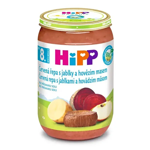 HIPP Červená řepa s jablky a hovězím masem BIO 220 g