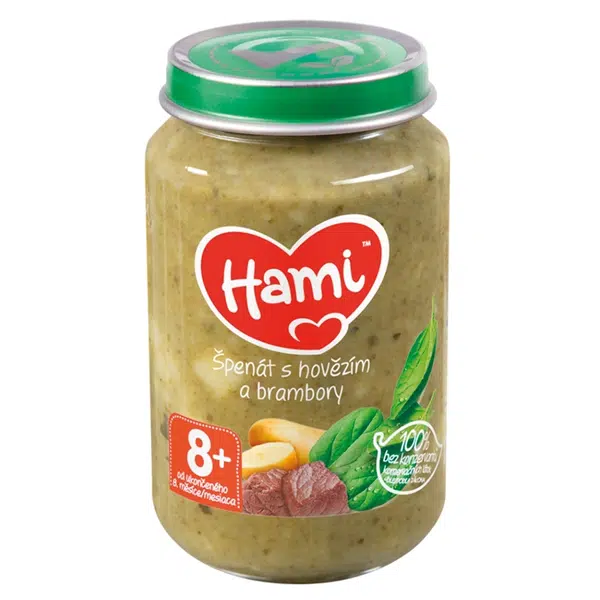 HAMI Špenát s hovězím a brambory od 8.měsíce 200 g